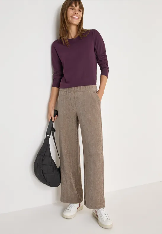 Weite Chenille-Hose mit feinem Muster