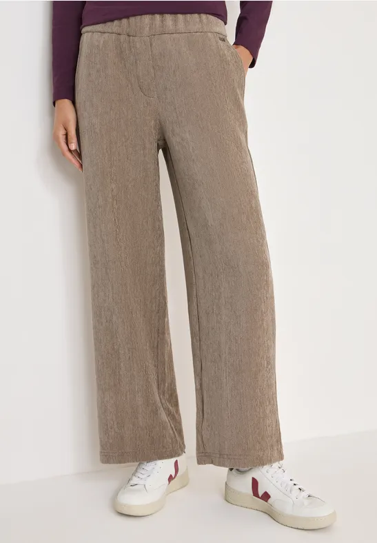 Weite Chenille-Hose mit feinem Muster