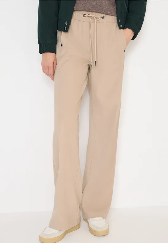 High-Waist Weite Twill-Hose