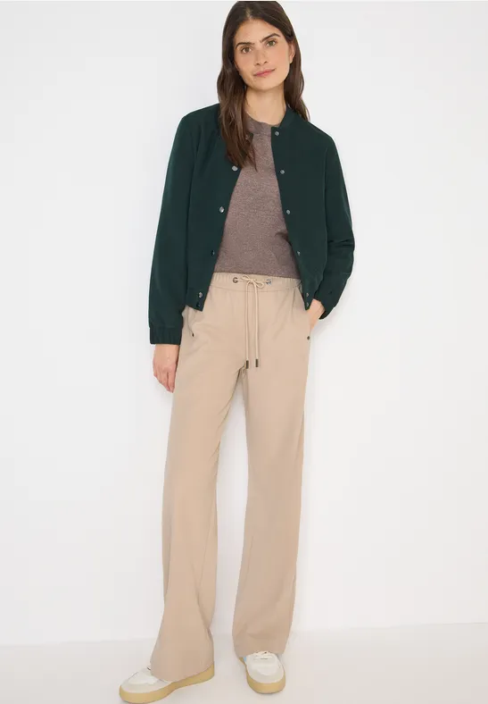 High-Waist Weite Twill-Hose