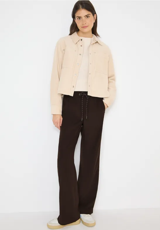Weit geschnittene Twill-Hose mit hoher Taille