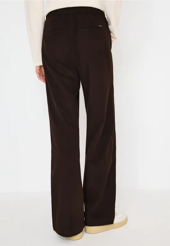 Weit geschnittene Twill-Hose mit hoher Taille