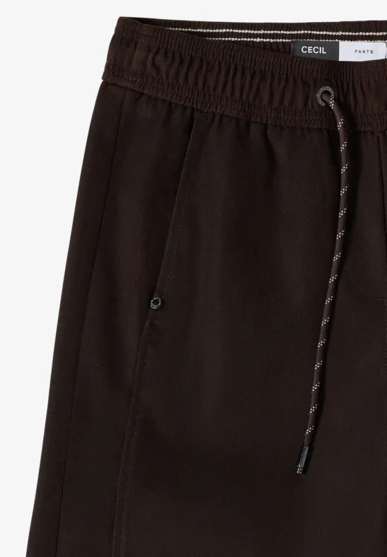 Weit geschnittene Twill-Hose mit hoher Taille