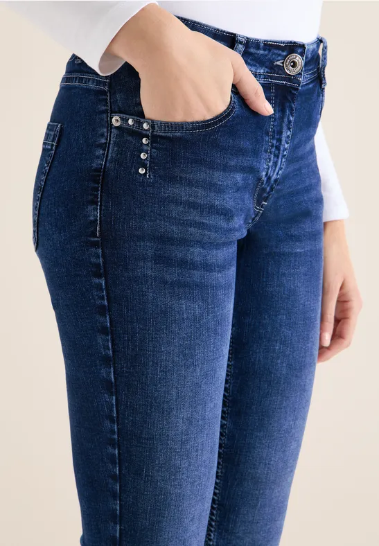 Slim Fit Jeans mit Strassbesatz
