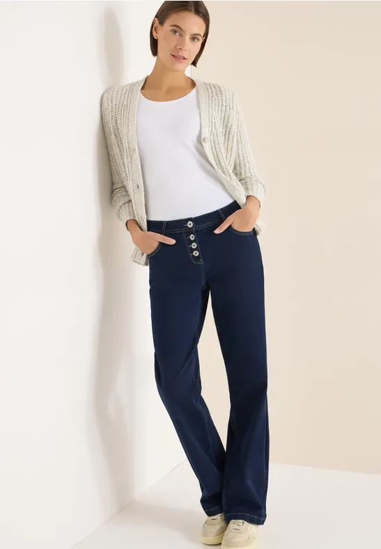 High-Waist-Jeans mit weitem Bein