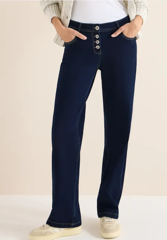 High-Waist-Jeans mit weitem Bein