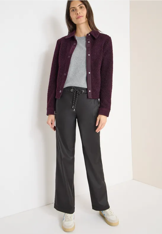 Beschichtete Wide-Leg-Hose mit Tunnelzug