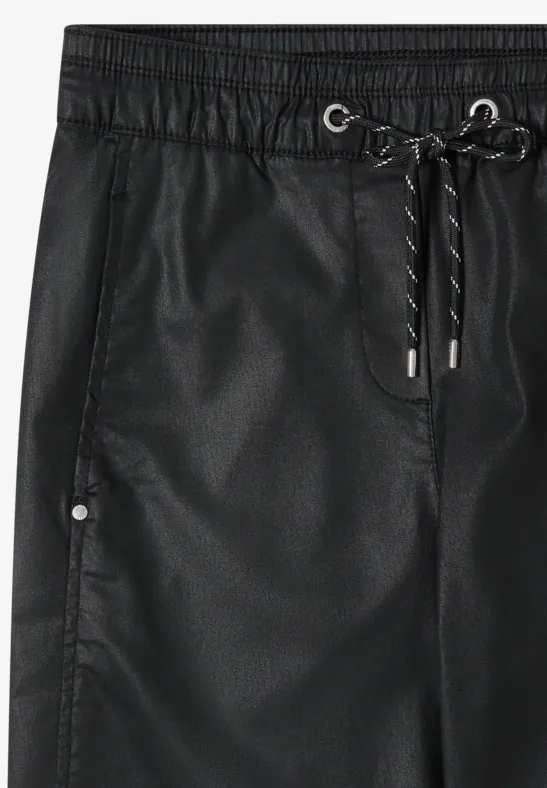 Beschichtete Wide-Leg-Hose mit Tunnelzug