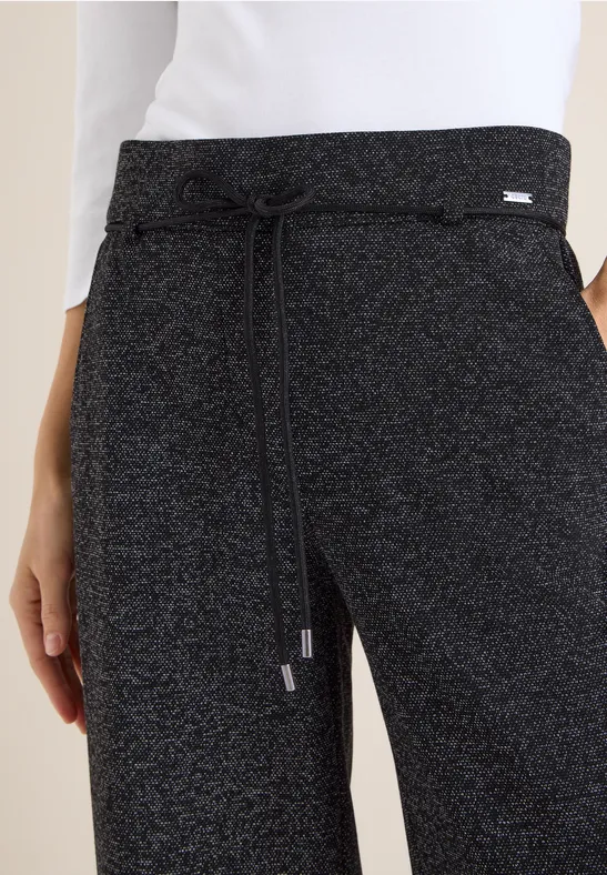 Melierte Weit geschnittene High-Waist Hose