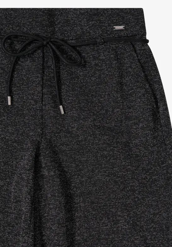 Melierte Weit geschnittene High-Waist Hose