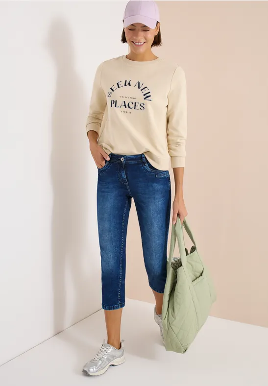Lässige Mid-Rise Capri-Jeans