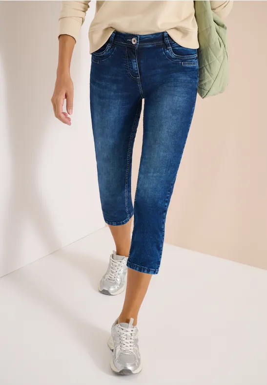 Lässige Mid-Rise Capri-Jeans