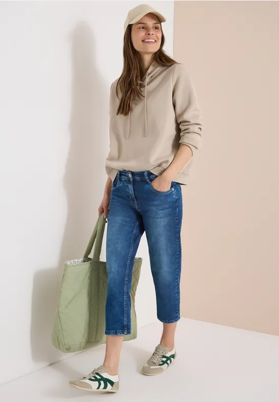 Lässige Mid-Rise Capri-Jeans