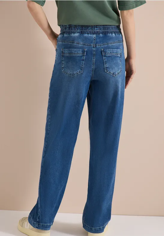 Wide-Leg-Jeans mit Tunnelzug