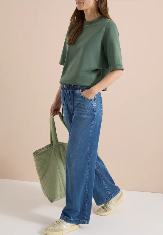 Wide-Leg-Jeans mit Tunnelzug