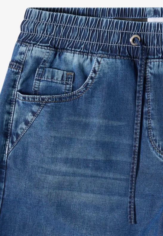 Wide-Leg-Jeans mit Tunnelzug
