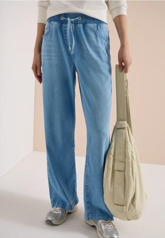 Wide-Leg-Jeans mit Tunnelzug