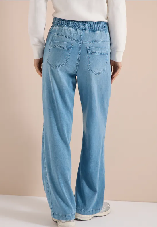 Wide-Leg-Jeans mit Tunnelzug