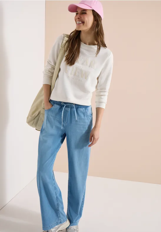 Wide-Leg-Jeans mit Tunnelzug
