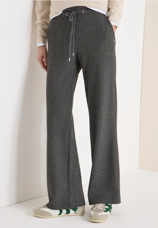 Weit geschnittene Melange-Hose mit Tunnelzug