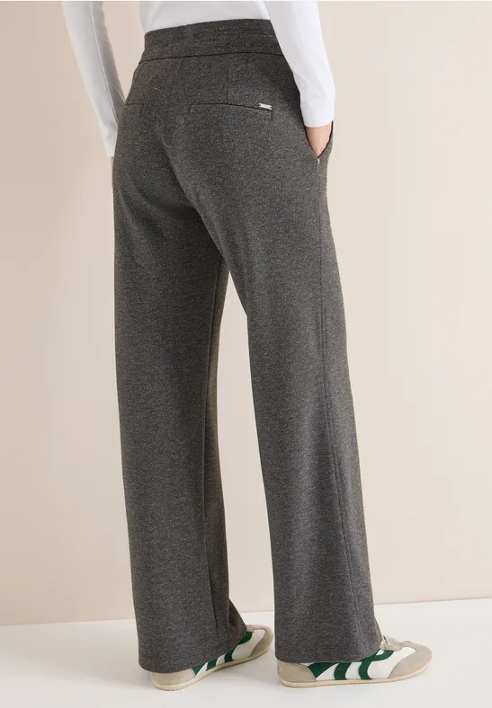 Weit geschnittene Melange-Hose mit Tunnelzug