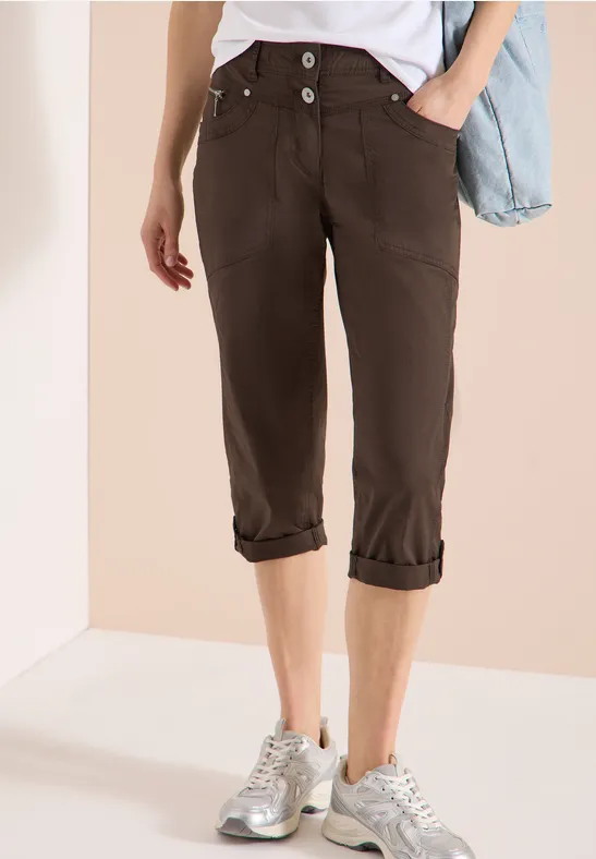 Lässige Mid-Waist Caprihose mit Umschlag