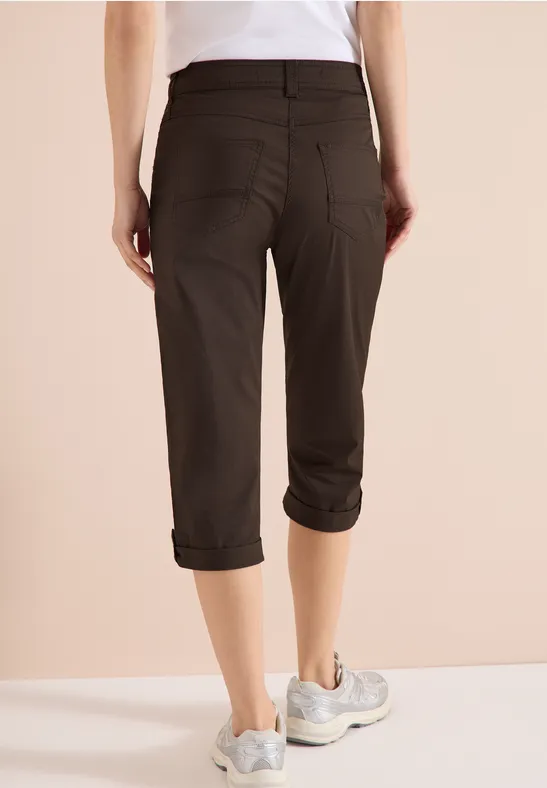 Lässige Mid-Waist Caprihose mit Umschlag