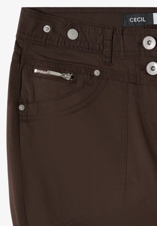 Lässige Mid-Waist Caprihose mit Umschlag