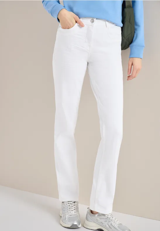 High-Waist Slim Straight Jeans