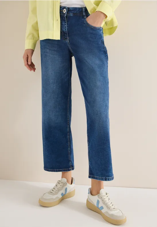 High-Waist Wide-Leg verkürzte Jeans