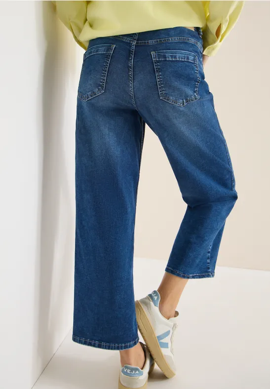 High-Waist Wide-Leg verkürzte Jeans