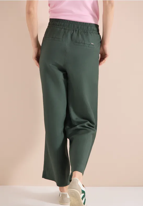 High-Waist Leinenhose mit weitem Bein