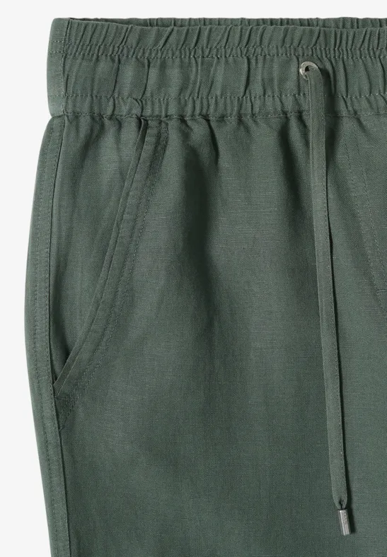 High-Waist Leinenhose mit weitem Bein