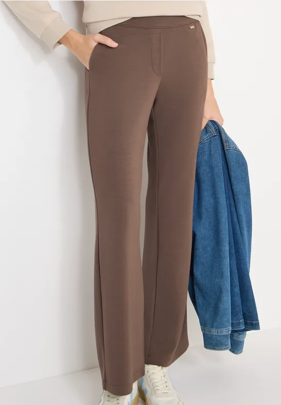 Gerade geschnittene Jerseyhose mit High-Waist