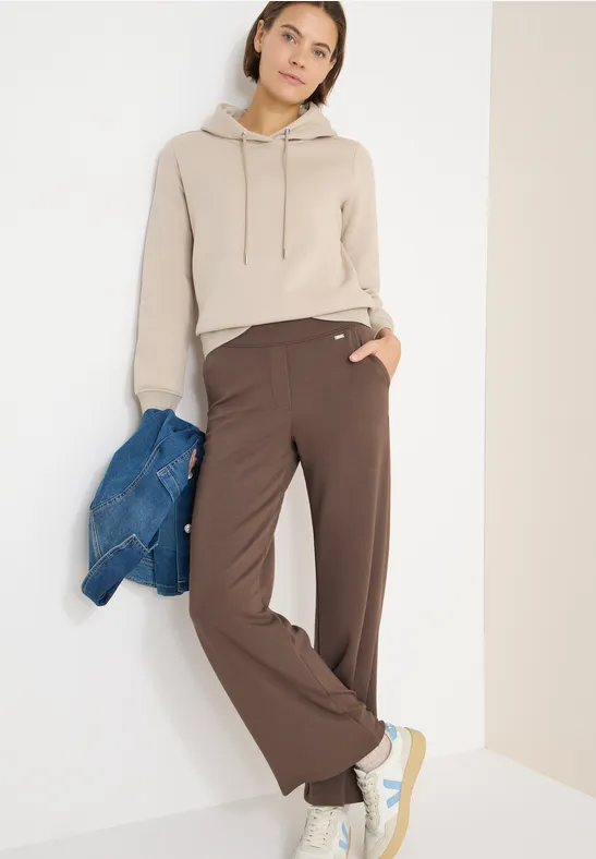 Gerade geschnittene Jerseyhose mit High-Waist