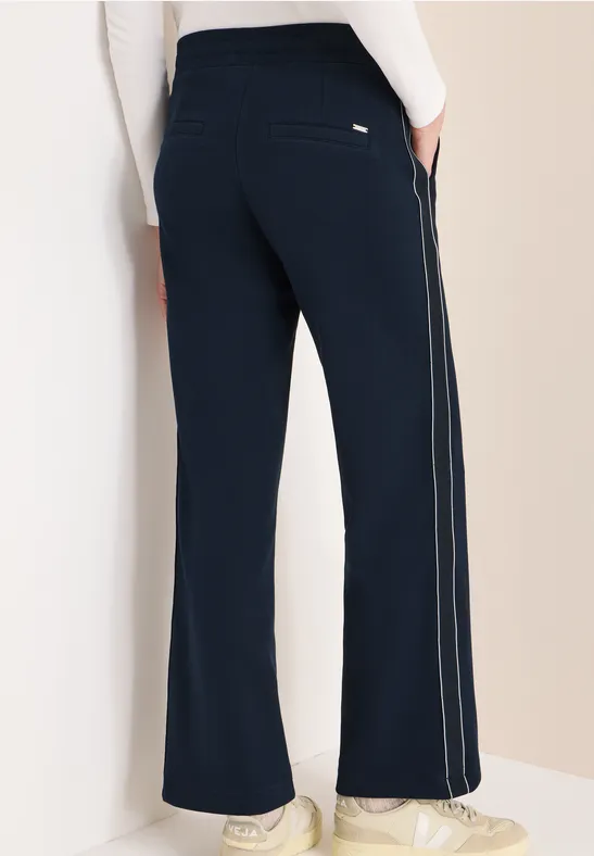 Piqué-Hose mit weitem Bein und Tape