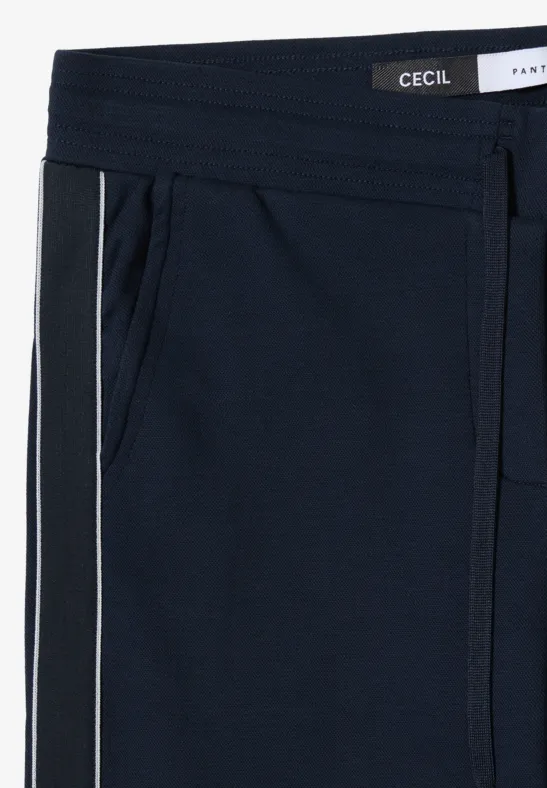 Piqué-Hose mit weitem Bein und Tape