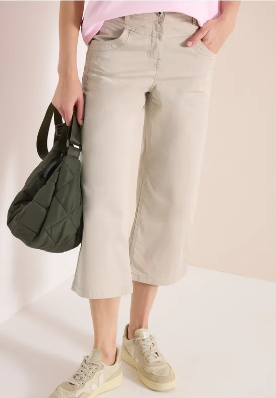 High-Waist Wide-Leg 3/4-Hose