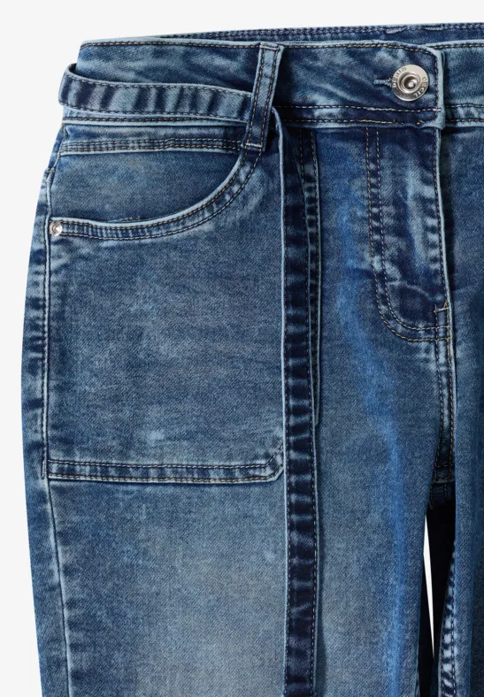 Slim Leg Jeans mit Denim-Gürtel