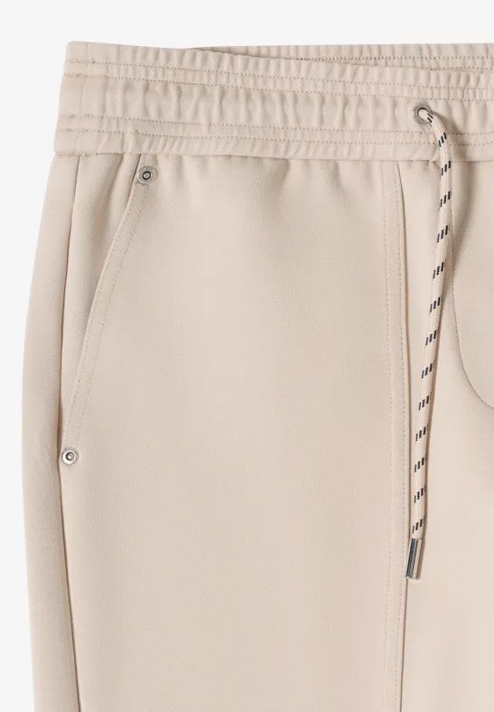 Schmal geschnittene Piqué-Hose mit Tunnelzug