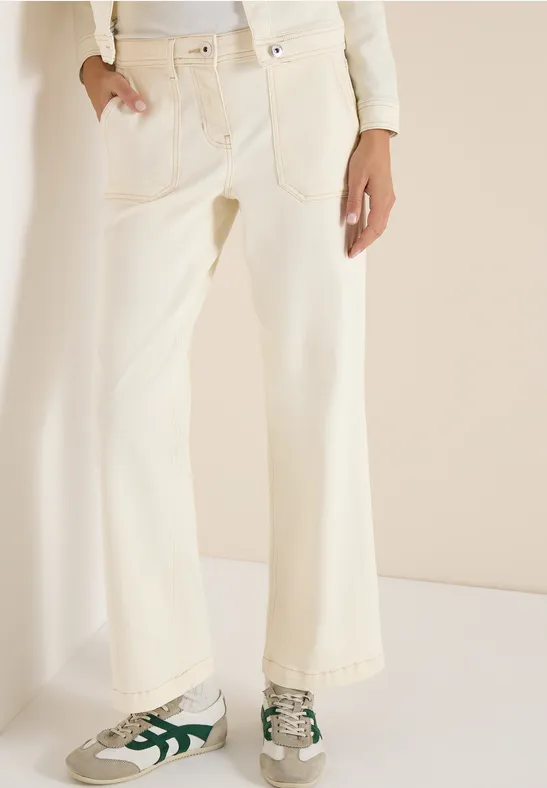 High-Waist-Jeans mit weitem Bein