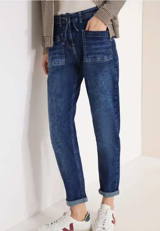 Legere Utility-Jeans mit Tunnelzug