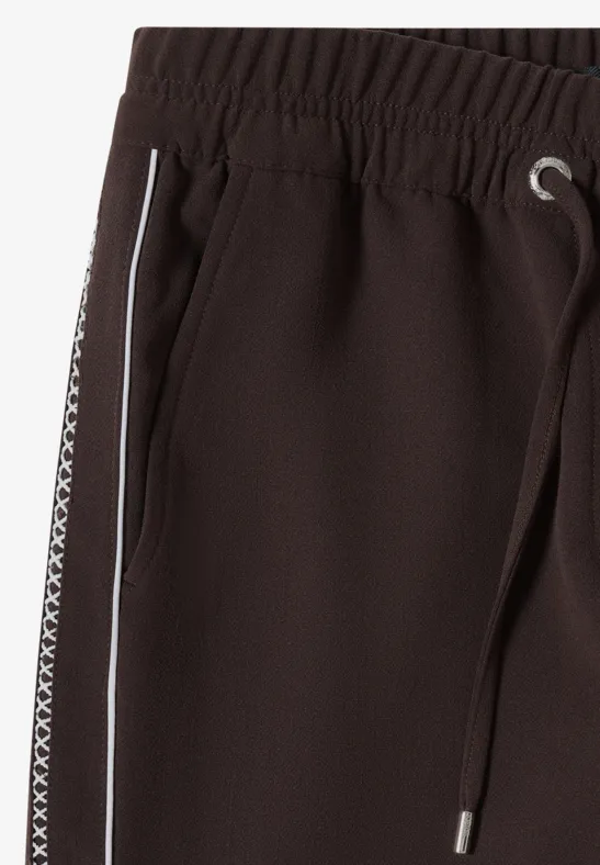 Weit geschnittene Twill-Hose mit Seitenstreifen