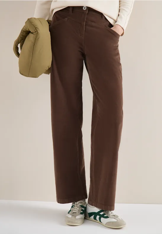 High-Waist Cordhose mit weitem Bein