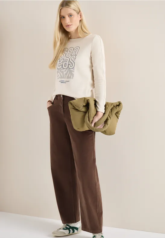 High-Waist Cordhose mit weitem Bein
