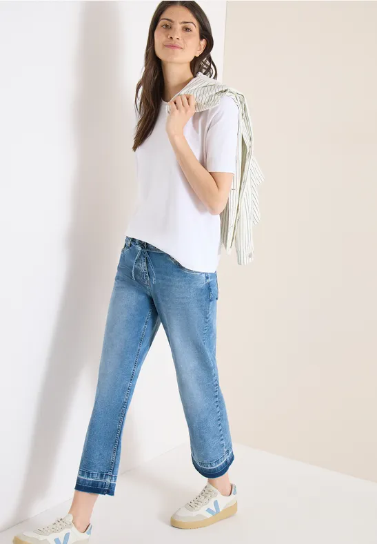 7/8 Straight-Leg-Jeans mit Bindegürtel