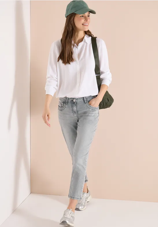 Schmale Cropped Denim Jeans