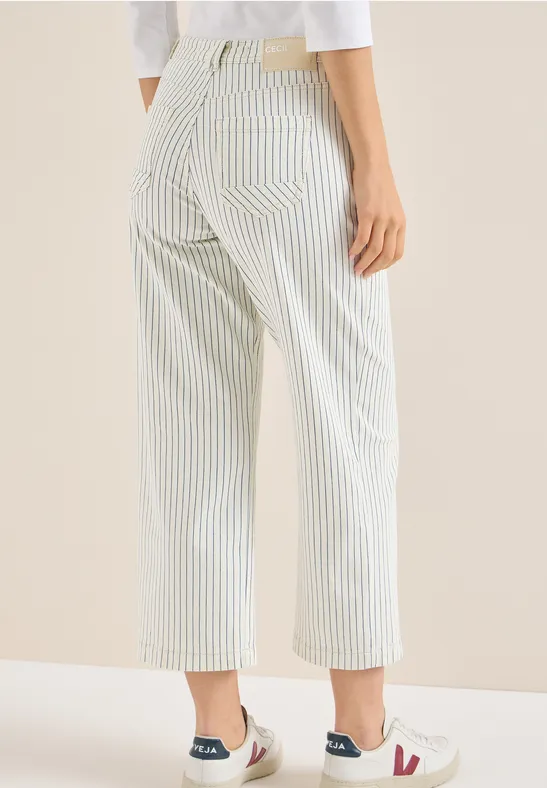 Gestreifte High-Waist Wide-Leg Jeans