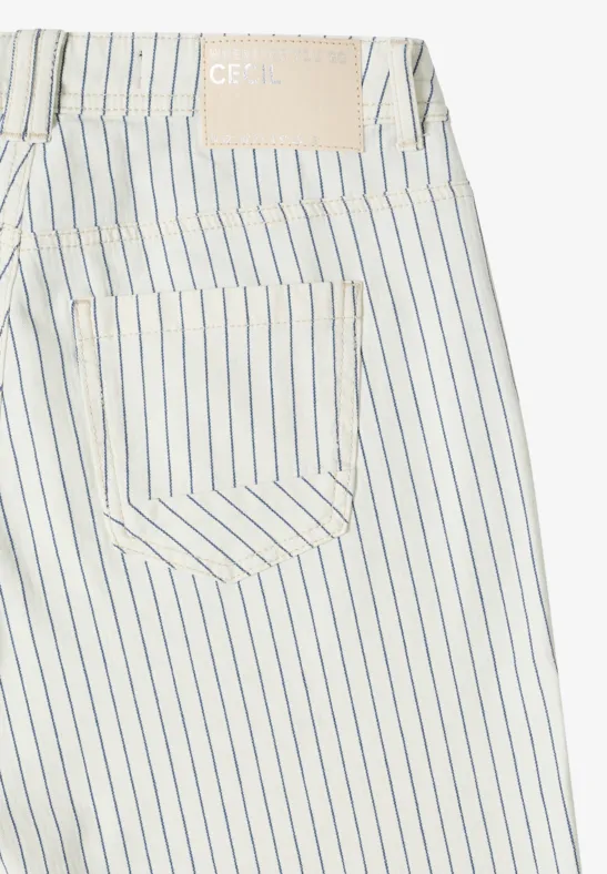 Gestreifte High-Waist Wide-Leg Jeans