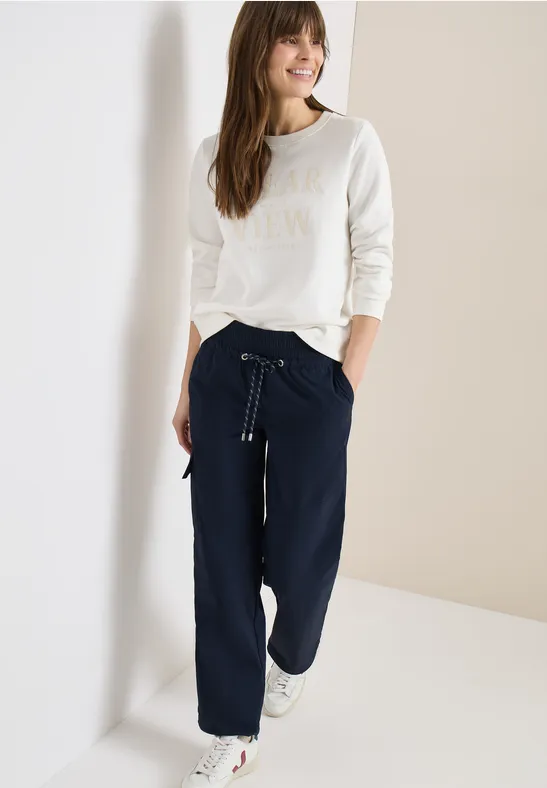 High-Waist Straight-Leg Cargo-Hose